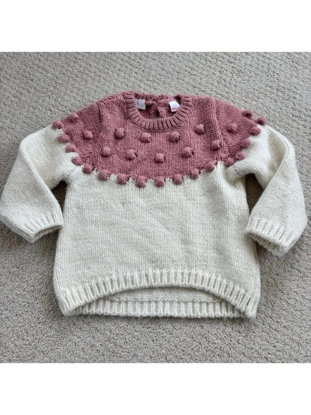 Zara pink and cream pom sweater
